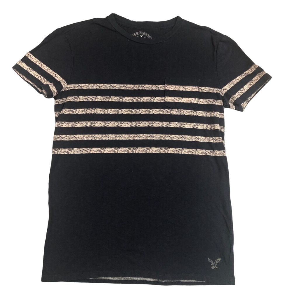 American Eagle Shirt Womens Extra‎ Small Black Preppy Casual Logo Short Sleeve